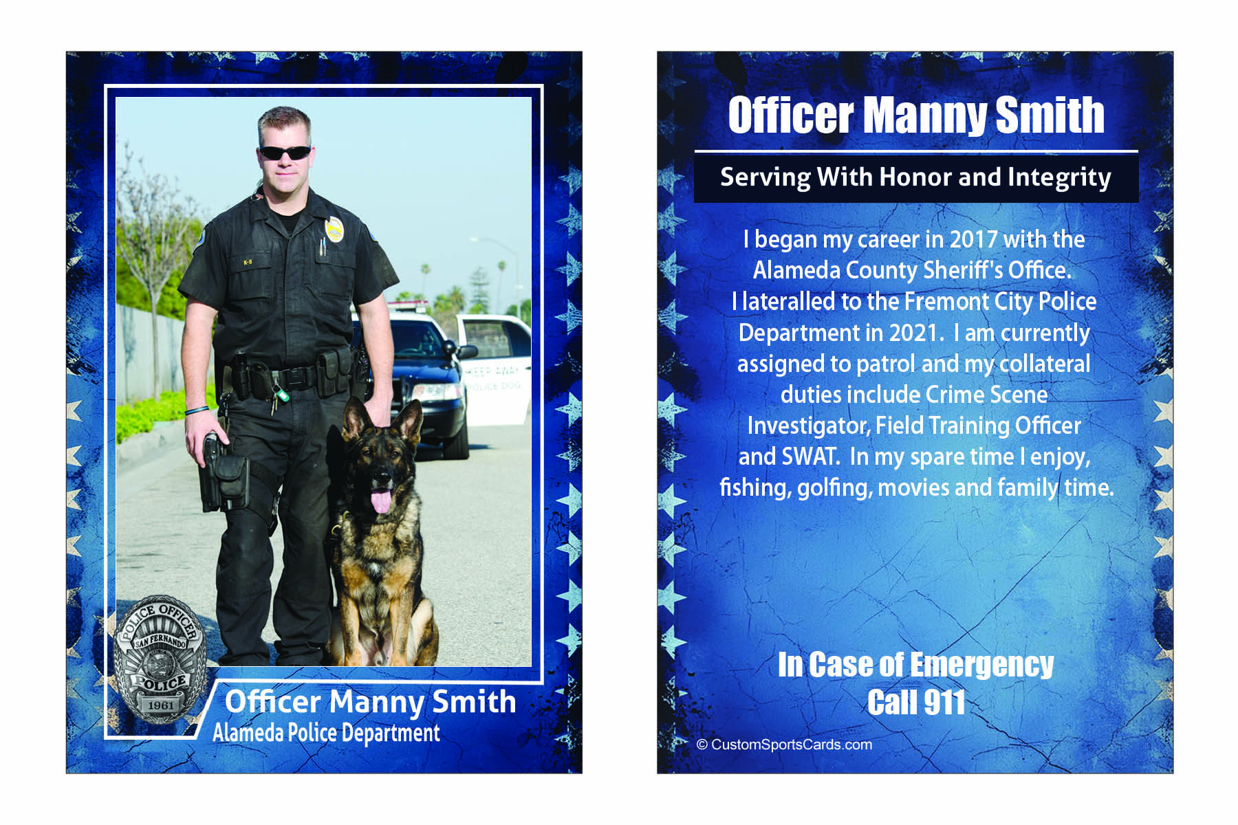 Police Officer Trading Card