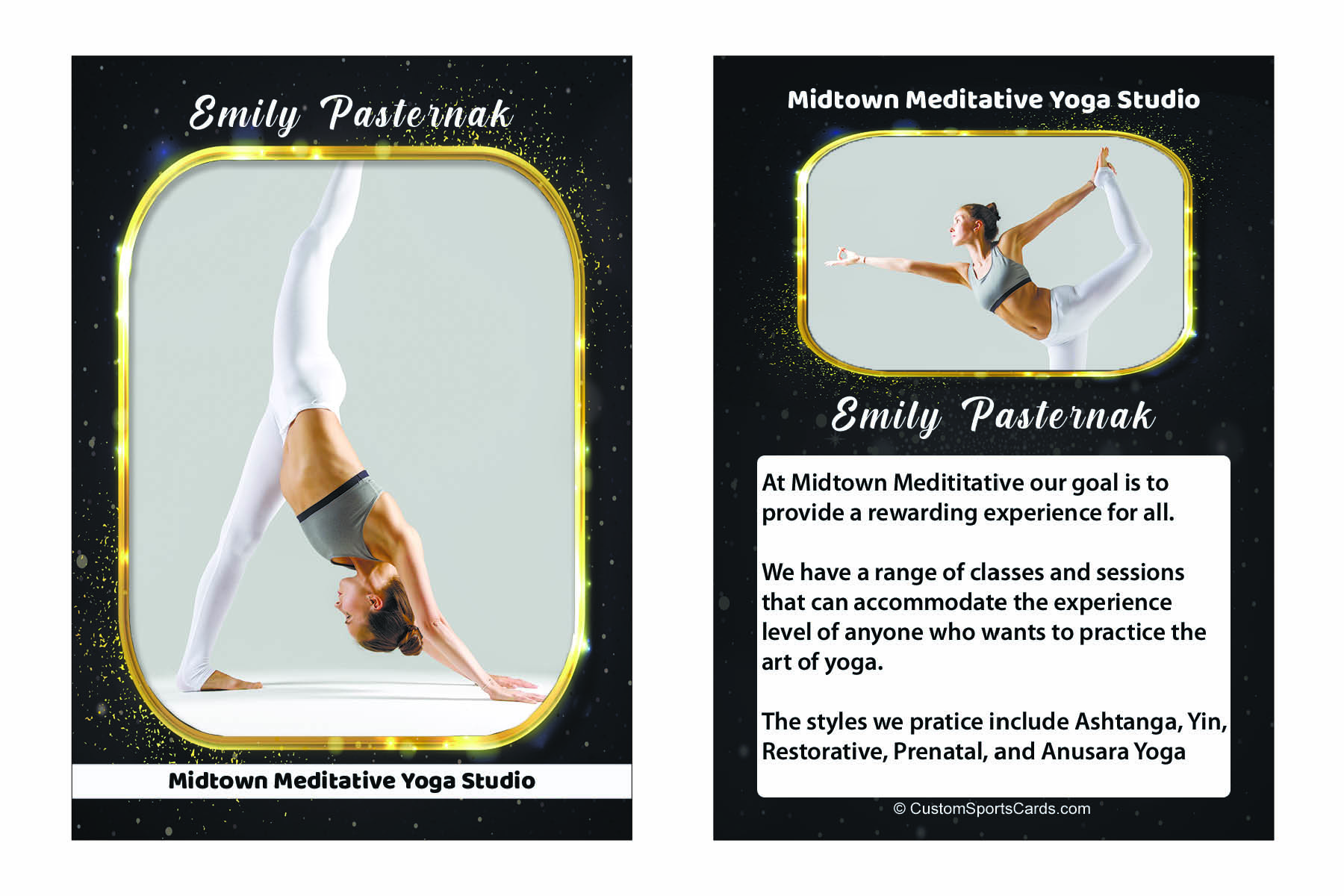 Customized Life Style Trading Card of a woman doing yoga