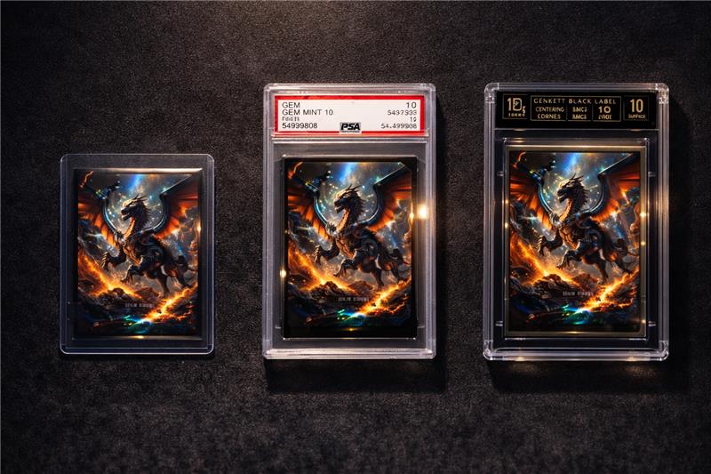 Raw card vs PSA and Beckett Black Label slab comparison showing grading quality and condition differences